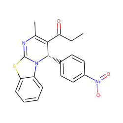 CCC(=O)C1=C(C)N=C2Sc3ccccc3N2[C@H]1c1ccc([N+](=O)[O-])cc1 ZINC000473249931