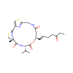 CCC(=O)CC/C=C/[C@@H]1CC(=O)NCc2nc(cs2)C2=N[C@@](C)(CS2)C(=O)N[C@@H](C(C)C)C(=O)O1 ZINC001772637900