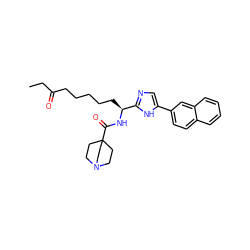 CCC(=O)CCCCC[C@H](NC(=O)C12CCN(CC1)CC2)c1ncc(-c2ccc3ccccc3c2)[nH]1 ZINC000117951910