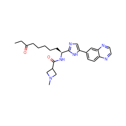 CCC(=O)CCCCC[C@H](NC(=O)C1CN(C)C1)c1ncc(-c2ccc3nccnc3c2)[nH]1 ZINC000096941675