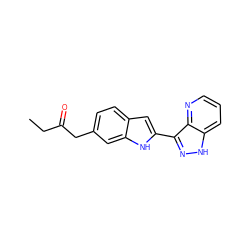 CCC(=O)Cc1ccc2cc(-c3n[nH]c4cccnc34)[nH]c2c1 ZINC000066079797