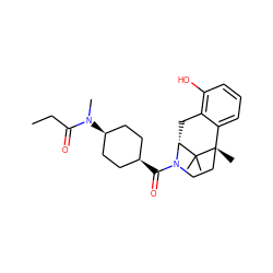 CCC(=O)N(C)[C@H]1CC[C@@H](C(=O)N2CC[C@@]3(C)c4cccc(O)c4C[C@@H]2C3(C)C)CC1 ZINC001772633160