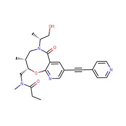 CCC(=O)N(C)C[C@H]1Oc2ncc(C#Cc3ccncc3)cc2C(=O)N([C@H](C)CO)C[C@H]1C ZINC000095703340