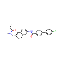 CCC(=O)N(C)CC1=Cc2ccc(NC(=O)c3ccc(-c4ccc(Cl)cc4)cc3)cc2CC1 ZINC000072113699