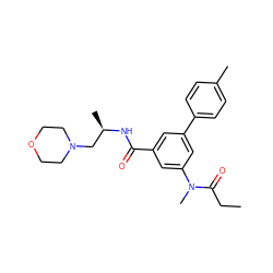 CCC(=O)N(C)c1cc(C(=O)N[C@H](C)CN2CCOCC2)cc(-c2ccc(C)cc2)c1 ZINC000142629009