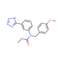 CCC(=O)N(Cc1ccc(OC)cc1)c1cccc(-c2nnn[nH]2)c1 ZINC000084712405