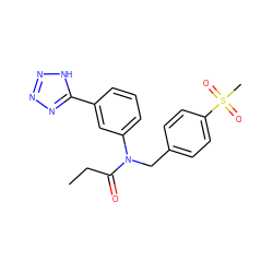 CCC(=O)N(Cc1ccc(S(C)(=O)=O)cc1)c1cccc(-c2nnn[nH]2)c1 ZINC000084706949