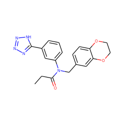 CCC(=O)N(Cc1ccc2c(c1)OCCO2)c1cccc(-c2nnn[nH]2)c1 ZINC000084710804