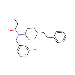 CCC(=O)N(Cc1cccc(C)c1)C1CCN(CCc2ccccc2)CC1 ZINC000049112470