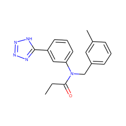 CCC(=O)N(Cc1cccc(C)c1)c1cccc(-c2nnn[nH]2)c1 ZINC000084654563