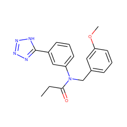 CCC(=O)N(Cc1cccc(OC)c1)c1cccc(-c2nnn[nH]2)c1 ZINC000084712402