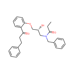 CCC(=O)N(Cc1ccccc1)C[C@@H](O)COc1ccccc1C(=O)CCc1ccccc1 ZINC000040584883