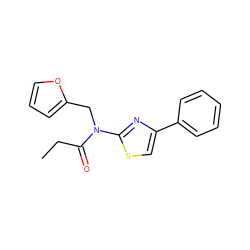 CCC(=O)N(Cc1ccco1)c1nc(-c2ccccc2)cs1 ZINC000000417778