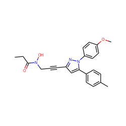 CCC(=O)N(O)CC#Cc1cc(-c2ccc(C)cc2)n(-c2ccc(OC)cc2)n1 ZINC000028020948