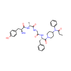 CCC(=O)N(c1ccccc1)C1CCN(C(=O)[C@H](Cc2ccccc2)NC(=O)CNC(=O)[C@@H](C)NC(=O)[C@@H](N)Cc2ccc(O)cc2)CC1 ZINC000028865010