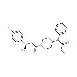 CCC(=O)N(c1ccccc1)C1CCN(C(=O)C[C@@H](N)c2ccc(Cl)cc2)CC1 ZINC000028703164