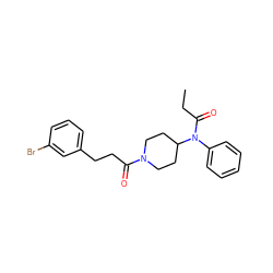 CCC(=O)N(c1ccccc1)C1CCN(C(=O)CCc2cccc(Br)c2)CC1 ZINC000028703175