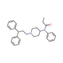 CCC(=O)N(c1ccccc1)C1CCN(CCC(c2ccccc2)c2ccccc2)CC1 ZINC000043195278