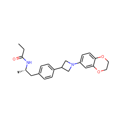 CCC(=O)N[C@@H](C)Cc1ccc(C2CN(c3ccc4c(c3)OCCO4)C2)cc1 ZINC000149646698