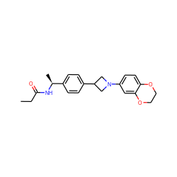 CCC(=O)N[C@@H](C)c1ccc(C2CN(c3ccc4c(c3)OCCO4)C2)cc1 ZINC000149952900