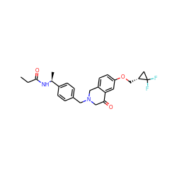 CCC(=O)N[C@@H](C)c1ccc(CN2CC(=O)c3cc(OC[C@@H]4CC4(F)F)ccc3C2)cc1 ZINC001772608656