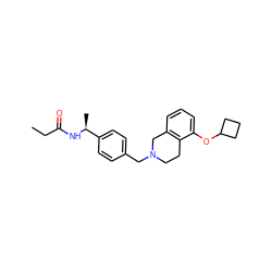 CCC(=O)N[C@@H](C)c1ccc(CN2CCc3c(cccc3OC3CCC3)C2)cc1 ZINC001772596329