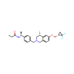 CCC(=O)N[C@@H](C)c1ccc(CN2Cc3ccc(OC[C@@H]4CC4(F)F)cc3[C@@H](F)C2)cc1 ZINC001772623160