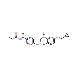 CCC(=O)N[C@@H](C)c1ccc(CN2Cc3ccc(OCC4CC4)cc3[C@H](F)C2)cc1 ZINC001772625642