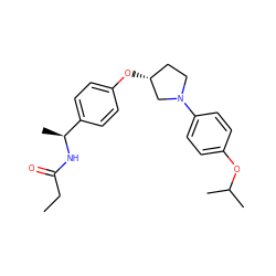 CCC(=O)N[C@@H](C)c1ccc(O[C@@H]2CCN(c3ccc(OC(C)C)cc3)C2)cc1 ZINC001772646484