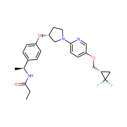 CCC(=O)N[C@@H](C)c1ccc(O[C@@H]2CCN(c3ccc(OC[C@@H]4CC4(F)F)cn3)C2)cc1 ZINC000169709460