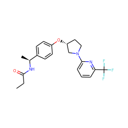 CCC(=O)N[C@@H](C)c1ccc(O[C@@H]2CCN(c3cccc(C(F)(F)F)n3)C2)cc1 ZINC000169709474