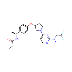 CCC(=O)N[C@@H](C)c1ccc(O[C@@H]2CCN(c3ccnc(N(C)CC(F)F)n3)C2)cc1 ZINC000261162710