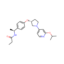 CCC(=O)N[C@@H](C)c1ccc(O[C@@H]2CCN(c3ccnc(OC(C)C)c3)C2)cc1 ZINC000169709450