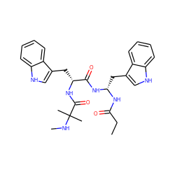 CCC(=O)N[C@@H](Cc1c[nH]c2ccccc12)NC(=O)[C@@H](Cc1c[nH]c2ccccc12)NC(=O)C(C)(C)NC ZINC000013493974