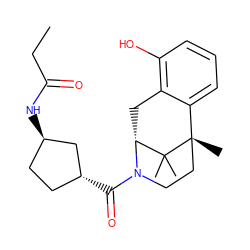 CCC(=O)N[C@@H]1CC[C@@H](C(=O)N2CC[C@@]3(C)c4cccc(O)c4C[C@@H]2C3(C)C)C1 ZINC000201104495