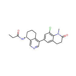 CCC(=O)N[C@@H]1CCCc2c(-c3cc(Cl)c4c(c3)CCC(=O)N4C)cncc21 ZINC000205014052