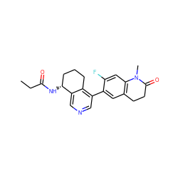 CCC(=O)N[C@@H]1CCCc2c(-c3cc4c(cc3F)N(C)C(=O)CC4)cncc21 ZINC000205013967