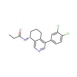 CCC(=O)N[C@@H]1CCCc2c(-c3ccc(Cl)c(Cl)c3)cncc21 ZINC000205714832