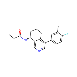 CCC(=O)N[C@@H]1CCCc2c(-c3ccc(F)c(C)c3)cncc21 ZINC000220255396