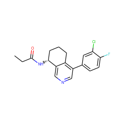 CCC(=O)N[C@@H]1CCCc2c(-c3ccc(F)c(Cl)c3)cncc21 ZINC000205706998