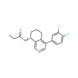 CCC(=O)N[C@@H]1CCCc2c(-c3ccc(F)c(F)c3)cncc21 ZINC000205714887