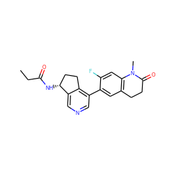 CCC(=O)N[C@@H]1CCc2c(-c3cc4c(cc3F)N(C)C(=O)CC4)cncc21 ZINC000205005635