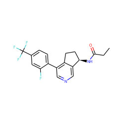 CCC(=O)N[C@@H]1CCc2c(-c3ccc(C(F)(F)F)cc3F)cncc21 ZINC000205713483