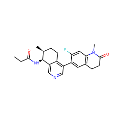 CCC(=O)N[C@@H]1c2cncc(-c3cc4c(cc3F)N(C)C(=O)CC4)c2CC[C@@H]1C ZINC000205032367