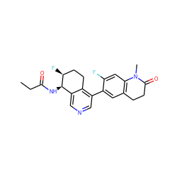 CCC(=O)N[C@@H]1c2cncc(-c3cc4c(cc3F)N(C)C(=O)CC4)c2CC[C@@H]1F ZINC000205050652