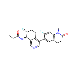 CCC(=O)N[C@@H]1c2cncc(-c3cc4c(cc3F)N(C)C(=O)CC4)c2CC[C@H]1F ZINC000205050617