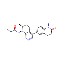 CCC(=O)N[C@@H]1c2cncc(-c3ccc4c(c3)CCC(=O)N4C)c2CC[C@@H]1C ZINC000205041686