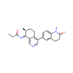 CCC(=O)N[C@@H]1c2cncc(-c3ccc4c(c3)CCC(=O)N4C)c2CC[C@@H]1F ZINC000205050593