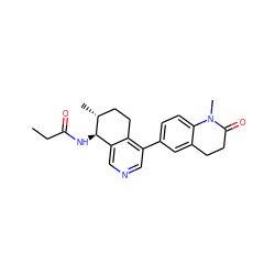 CCC(=O)N[C@@H]1c2cncc(-c3ccc4c(c3)CCC(=O)N4C)c2CC[C@H]1C ZINC000205032345