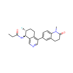 CCC(=O)N[C@@H]1c2cncc(-c3ccc4c(c3)CCC(=O)N4C)c2CC[C@H]1F ZINC000205041725